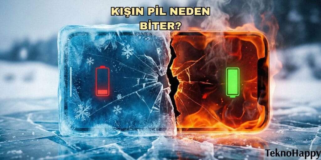 Kışın soğukta donan ve şarjı biten akıllı telefon bataryası ile ısınan pil karşılaştırması.