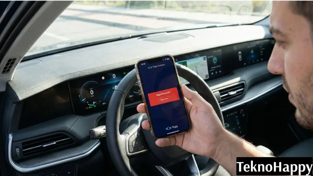 Togg Trumore Bağlantı Kesildi Hatası çözümü için akıllı telefon üzerinden uygulama önbelleği temizleme ve sistem resetleme işlemi.